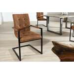 Design sledestoel OXFORD antiek taupe met armleuning ijzeren frame - 41379