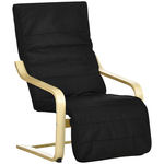 HOMCOM Relaxstoel, verstelbare voetsteun, kussen, hout+zwart, 66,5 x 94 x 100 cm | Aosom.nl