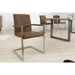 industrieele sledestoel LOFT antiek zwart met armleuning RVS frame - 37079