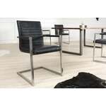 industrieele sledestoel LOFT vintage bruin met armleuning RVS frame - 37078