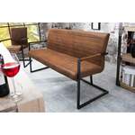industrieele sledebank LOFT 160cm vintage bruin met armleuning - 38198