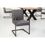 industrieele sledebank LOFT 160cm taupe met armleuning - 42275