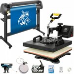 VEVOR Warmte Persmachine, 38 x 38 cm 5 in 1 Warmte Persmachine en 375 mm Vinyl Cutter Plotter, Snijplotter Machine met Signmaster, Snijplotter voor het Overbrengen van Afbeeldingen op T-shirtstassen