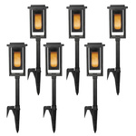 4x stuks solar tuinfakkel/tuinlamp lichtblauw op zonne-energie 61 cm - Fakkels