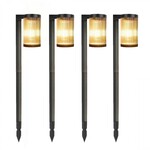 4x stuks solar tuinfakkel/tuinlamp zeegroen op zonne-energie 61 cm - Fakkels