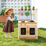 Kinderkeuken voor Kinderen 3+ Hout Speelkeuken met Licht en Geluid Houten Keuken Hoek met Bord Incl. Accessoires (Wit)