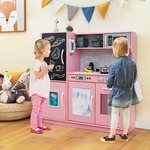 Kinderkeuken met Realistisch Licht en Geluid Houten Speelkeuken met Koelkast Incl. Speeltoebehoren voor Kinderen Vanaf 3 Jaar Wit