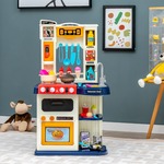 Speelkeuken met Houten Koelkast Speelkeukenset voor Kinderen met Realistische Afzuigkap Oven Leuke Kookplaat Ijsmachine