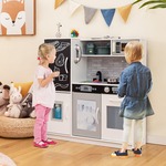 Houten Barbecue voor Kinderen 3+ Speelkeukenset met Speeleten Keukengerei en Grillaccessoires Barbecueset met Schoolbord Natuurlijk