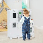 Kinderkeuken met Realistisch Geluid Houten Speelkeuken met Koelkast Incl. Speelaccessoires voor Kinderen Vanaf 3 Jaar Wit