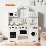 Kinderkeuken met Bord en Gesimuleerde Geluiden Houten Speelkeuken Incl. Speeltoebehoren Wit 83 x 32 x 80 cm