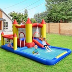 Opblaasbare Waterglijbaan Kasteeltrampoline voor Kinderen met Luchtblazer 207 x 393 x 270 cm