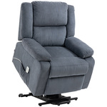 HOMCOM sta-op stoel, comfortabele relaxstoel met ligfunctie, afstandsbediening, fluweel, stevig ontwerp, 92 x 93 x 105 cm, grijs | Aosom.nl