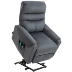 HOMCOM tv-stoel met massagefunctie, elektrisch verstelbaar, verwarmd, opsta-hulp, stevige stof, 79 x 97 x 103 cm, donkergrijs | Aosom.nl