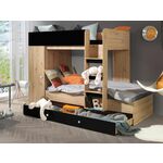 Stapelbed SMARTO 90x200 cm artisan eik/zwart met ladder aan de linkerzijde