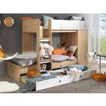 Stapelbed SMARTO 90x200 cm artisan eik/wit met ladder aan de linkerzijde
