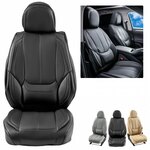VEVOR stoelhoezen, universele autostoelhoezen, voorstoelen, 2 stuks kunstleren stoelhoezen, semi-gesloten ontwerp, afneembare hoofdsteun en compatibel met airbags, voor de meeste auto's, SUV's, vrachtwagens, zwart