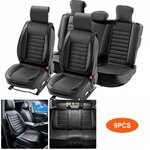 VEVOR stoelhoezen, universele autostoelhoezen voor voorstoelen, 6-delige kunstleren stoelhoezen, volledig gesloten ontwerp, verwijderbare hoofdsteun en compatibel met airbags, auto's, vrachtwagens, SUV's