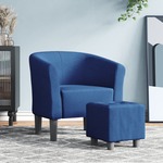 Beliani Loken Fauteuil Blauw Stof, Stof, Hout 66x73x83
