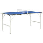 tafeltennistafel mini 150 cm hout/staal blauw 6-delig