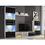 Tv-meubel set LIPPENS 4 deuren wit/zwart
