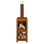 Esschert Design: Terraskachel + Houtopslag - Corten