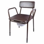 Toiletstoel in hoogte verstelbaar | Zithoogte 41 - 51 cm | Kleur: Bruin | Po stoel | Zachte zitting en rugleuning