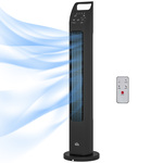 HOMCOM Staande Torenventilator, Klimaatbeheersing, 3 Modi, Draaibaar, Timer, Zwart