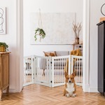 Traphekje Opvouwbaar Honden Kinderen Barrier Deur Veiligheidspoort 160 x 1.2 x 76 cm Bruin