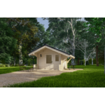 Trekkershut Standaard 366x366 cm - exterieur gecoat- Zadeldak- Exterieur gecoat vurenhout- Interflex