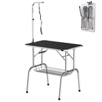 PawHut trimtafel, aluminium dierenverzorging, hoogte verstelbaar, stevige constructie, anti-slip, 90 x 60 cm, zwart | Aosom.nl