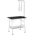 PawHut Hondentrimtafel met verstelbare arm, opbergvak, antislip rubberen oppervlak, 90 x 60 x 76 cm, Zwart