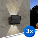 Solar up down wandlamp njord met warm wit licht - voordeelset van 3