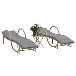 Ligstoelen 2 st met tafel poly rattan bruin