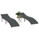 Ligbedden 2 st met tafel poly rattan zwart