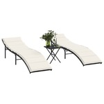 Ligbedden 2 st met tafel poly rattan lichtgrijs