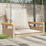 Schommelbank met kussens 63x62x40 cm poly rattan grijs