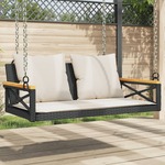 Schommelbank met kussens 63x62x40 cm poly rattan beige