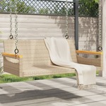 Ligstoelen 2 st met tafel poly rattan beige