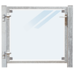 Glazen Tuinpoort Gehard Gelaagd Mat Glas 99 x 91 CM + 16 CM Stalen Palen Voor In Beton - Rechts Opgehangen