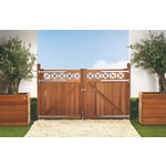 Poort tuinpoort Bangkirai hardhout met trellis 300x180cm
