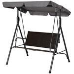 Outsunny Hollywoodschommel 2-Zits Tuinschommel met Dak en Tafel Metalen Frame, Schommelbank, Terrasschommel 175x110x165 cm, 180 kg, Zwart | Aosom NL