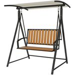 Outsunny Hollywoodschommel met verstelbaar zonnescherm, 2-zits Tuinschommel 142 x 112 x 162cm, Zwart