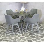 Positano aluminium tuinset - Aluminium Textiel Glas - Grijs Zwart