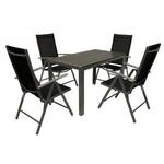 Alghero aluminium tuinset - Aluminium Textiel Glas - Grijs Zwart