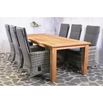Tuinset Haria - 6 wicker stoelen met teakhouten tafel- - Teak,Wicker- Sens-Line