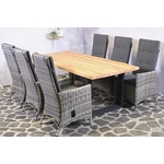 Tuinset Tenerife - 6 wicker stoelen met teakhouten tafel- - Steigerhout,Teak,Wicker- Sens-Line