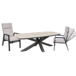 Tuinset Ambiance - tafel en 6 verstelbare stoelen incl. taupe kussens- - Aluminium- Sens-Line