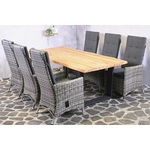 Tuinset Arona - 4 verstelbare wicker stoelen met teakhouten tafel