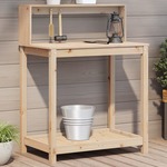 Oppottafel met schappen 108x50x109,5 cm massief grenenhout